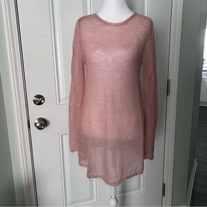 Zara Women's Kid Mohair Blend Sweater Size M Pink Pullover Soft Romantic Tunic